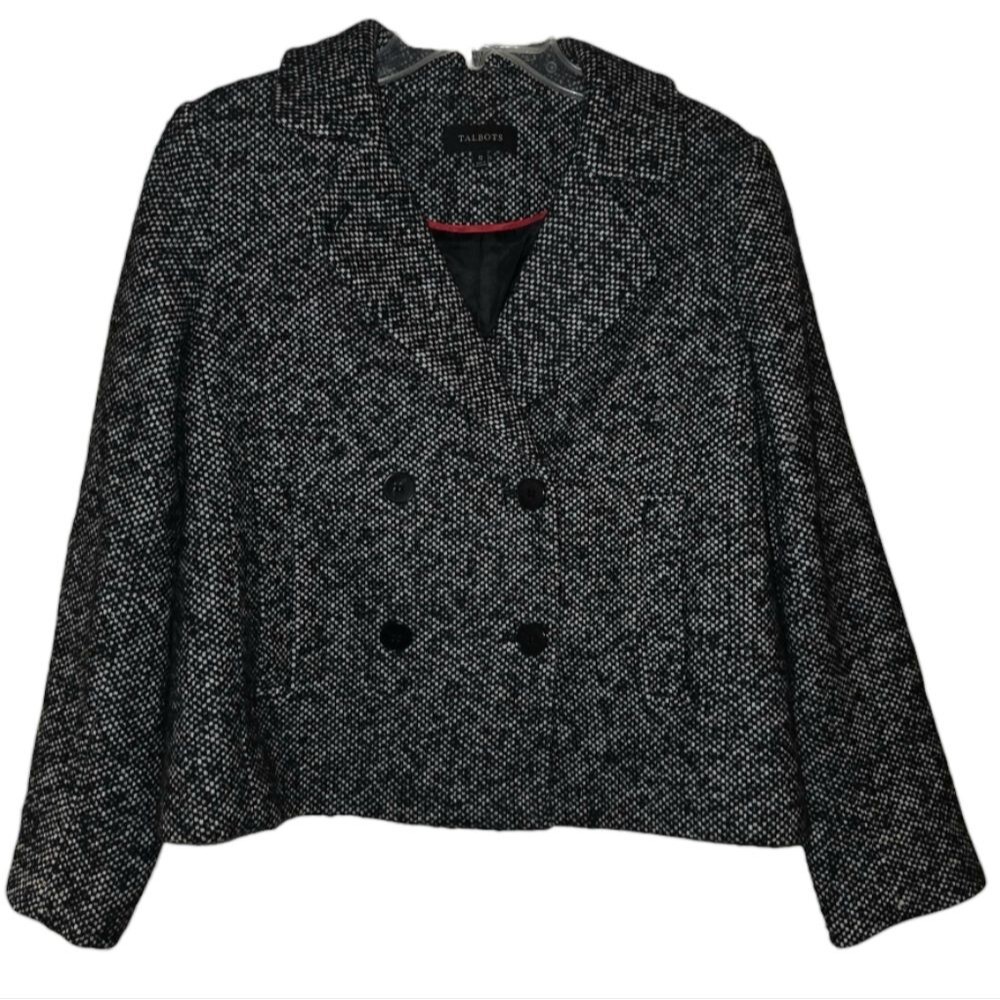 Talbot's Gray Textured Wool Blend Career Blazer Jacket